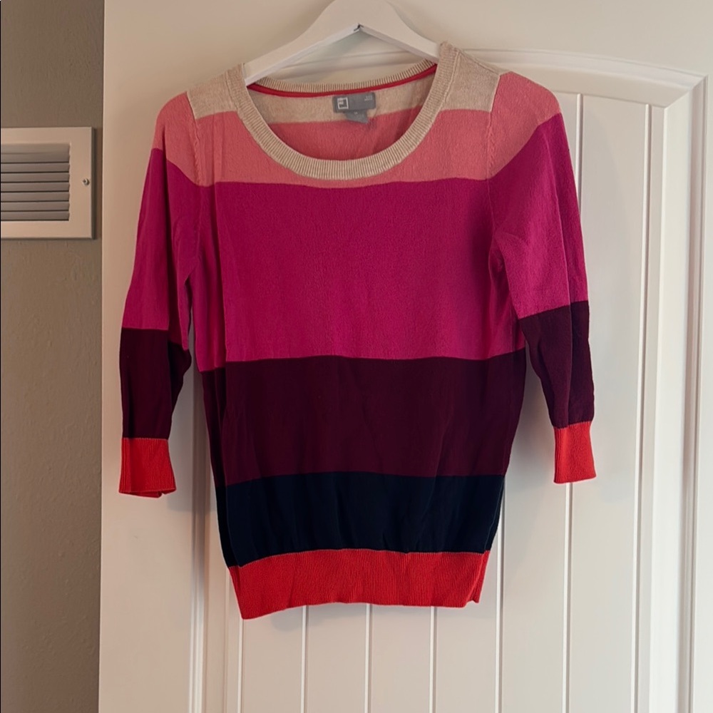 JCPenney Pink and Red Crew Neck Sweater